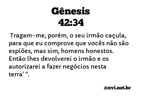 GÊNESIS 42:34 NVI NOVA VERSÃO INTERNACIONAL