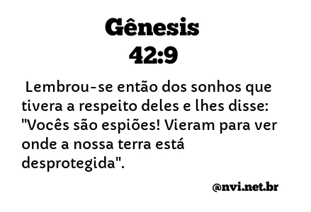 GÊNESIS 42:9 NVI NOVA VERSÃO INTERNACIONAL