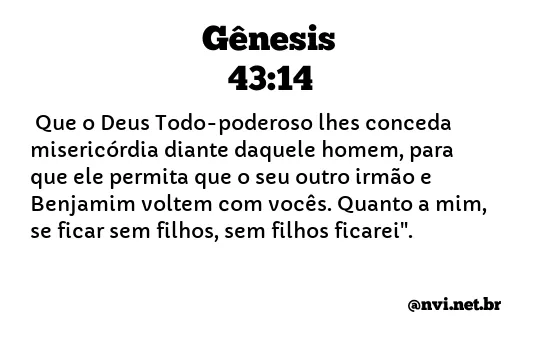 GÊNESIS 43:14 NVI NOVA VERSÃO INTERNACIONAL