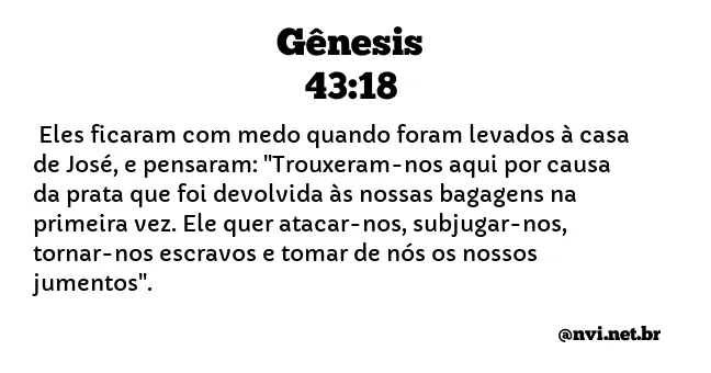 GÊNESIS 43:18 NVI NOVA VERSÃO INTERNACIONAL