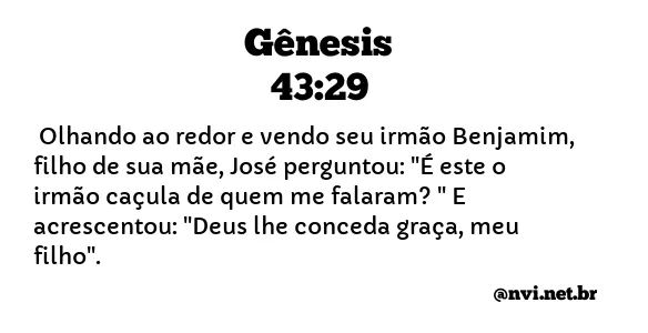 GÊNESIS 43:29 NVI NOVA VERSÃO INTERNACIONAL