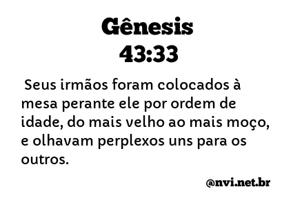 GÊNESIS 43:33 NVI NOVA VERSÃO INTERNACIONAL