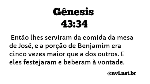 GÊNESIS 43:34 NVI NOVA VERSÃO INTERNACIONAL