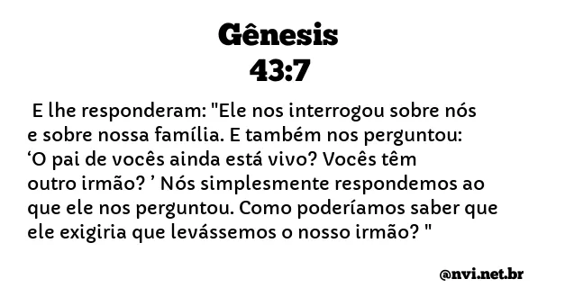 GÊNESIS 43:7 NVI NOVA VERSÃO INTERNACIONAL