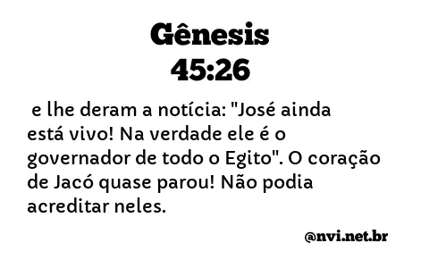 GÊNESIS 45:26 NVI NOVA VERSÃO INTERNACIONAL