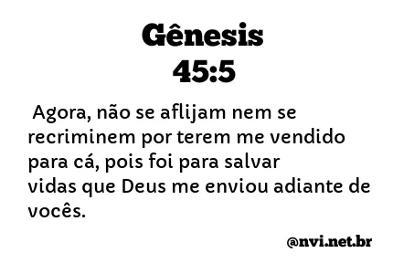 GÊNESIS 45:5 NVI NOVA VERSÃO INTERNACIONAL