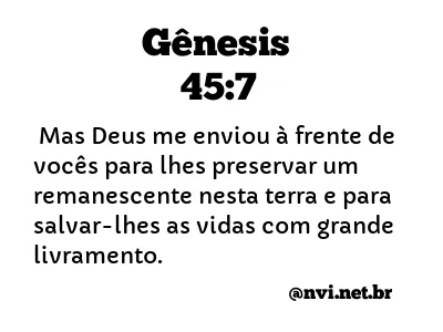 GÊNESIS 45:7 NVI NOVA VERSÃO INTERNACIONAL