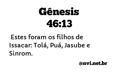 GÊNESIS 46:13 NVI NOVA VERSÃO INTERNACIONAL