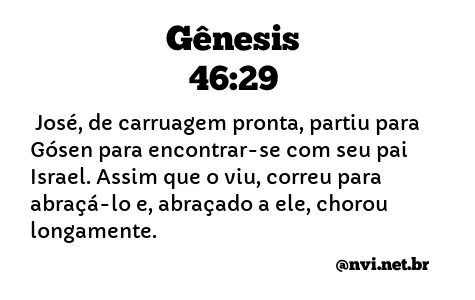 GÊNESIS 46:29 NVI NOVA VERSÃO INTERNACIONAL