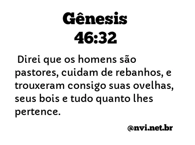 GÊNESIS 46:32 NVI NOVA VERSÃO INTERNACIONAL