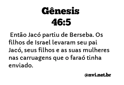 GÊNESIS 46:5 NVI NOVA VERSÃO INTERNACIONAL