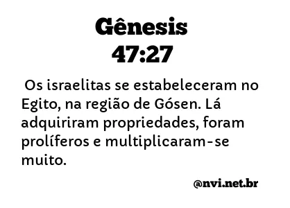 GÊNESIS 47:27 NVI NOVA VERSÃO INTERNACIONAL