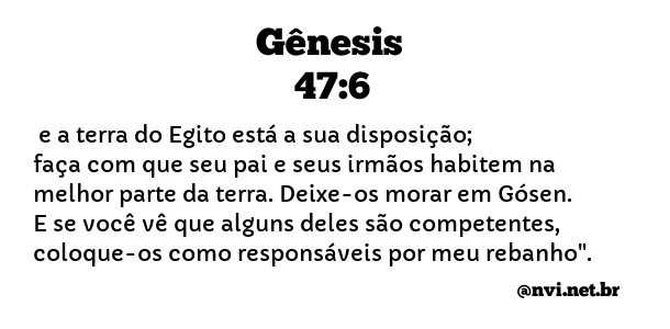 GÊNESIS 47:6 NVI NOVA VERSÃO INTERNACIONAL