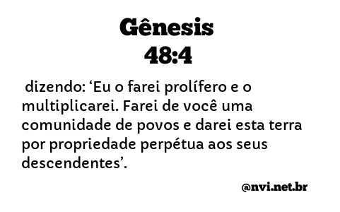 GÊNESIS 48:4 NVI NOVA VERSÃO INTERNACIONAL