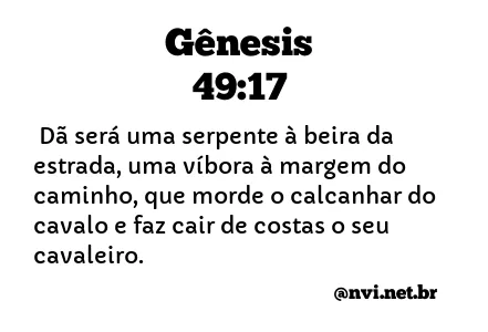 GÊNESIS 49:17 NVI NOVA VERSÃO INTERNACIONAL