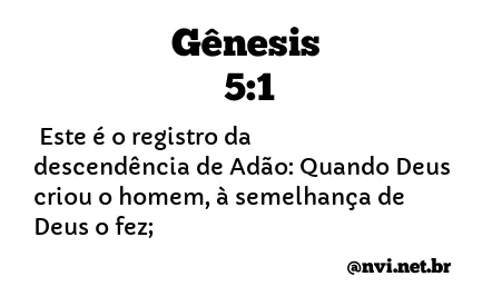 GÊNESIS 5:1 NVI NOVA VERSÃO INTERNACIONAL