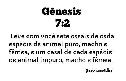 GÊNESIS 7:2 NVI NOVA VERSÃO INTERNACIONAL