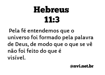 HEBREUS 11:3 NVI NOVA VERSÃO INTERNACIONAL