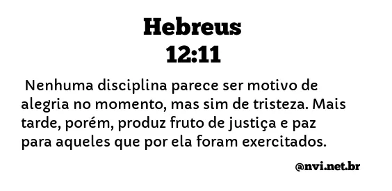HEBREUS 12:11 NVI NOVA VERSÃO INTERNACIONAL
