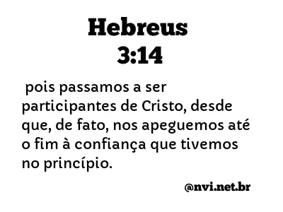 HEBREUS 3:14 NVI NOVA VERSÃO INTERNACIONAL