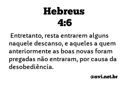 HEBREUS 4:6 NVI NOVA VERSÃO INTERNACIONAL