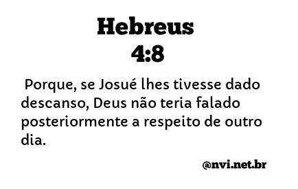 HEBREUS 4:8 NVI NOVA VERSÃO INTERNACIONAL