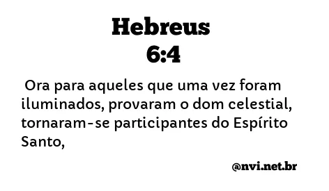 HEBREUS 6:4 NVI NOVA VERSÃO INTERNACIONAL