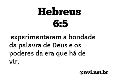 HEBREUS 6:5 NVI NOVA VERSÃO INTERNACIONAL