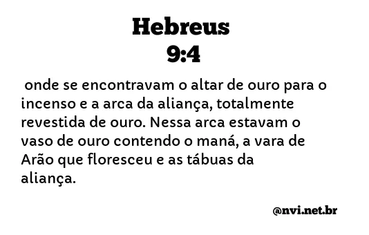 HEBREUS 9:4 NVI NOVA VERSÃO INTERNACIONAL
