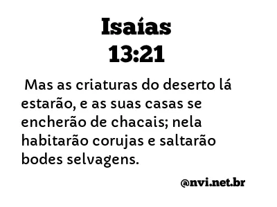 ISAÍAS 13:21 NVI NOVA VERSÃO INTERNACIONAL