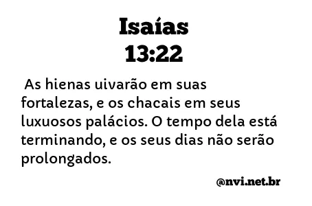 ISAÍAS 13:22 NVI NOVA VERSÃO INTERNACIONAL