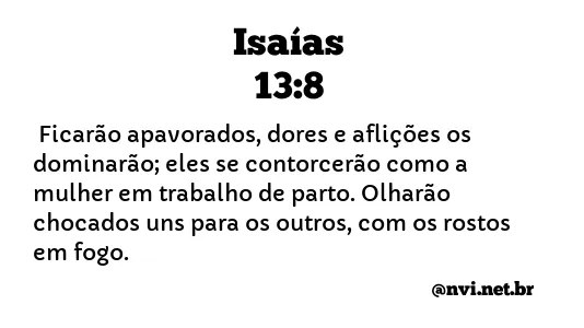 ISAÍAS 13:8 NVI NOVA VERSÃO INTERNACIONAL