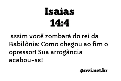 ISAÍAS 14:4 NVI NOVA VERSÃO INTERNACIONAL