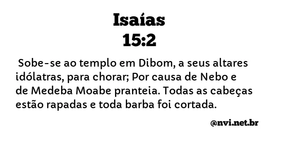 ISAÍAS 15:2 NVI NOVA VERSÃO INTERNACIONAL