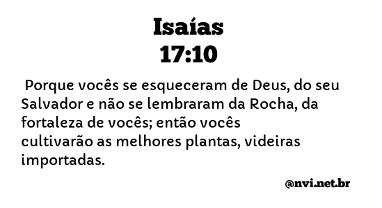 ISAÍAS 17:10 NVI NOVA VERSÃO INTERNACIONAL