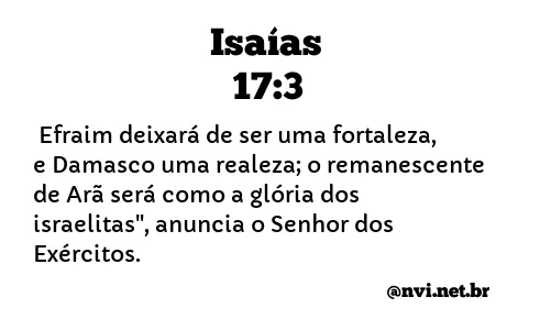 ISAÍAS 17:3 NVI NOVA VERSÃO INTERNACIONAL