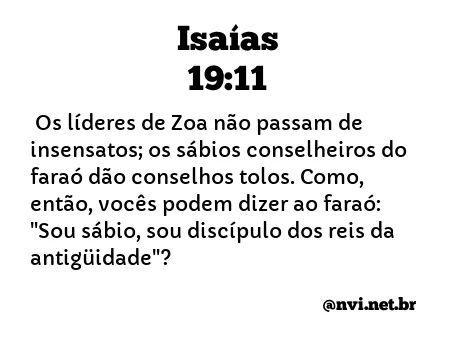 ISAÍAS 19:11 NVI NOVA VERSÃO INTERNACIONAL