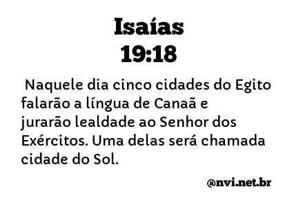 ISAÍAS 19:18 NVI NOVA VERSÃO INTERNACIONAL