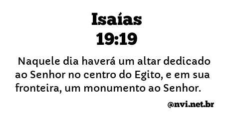 ISAÍAS 19:19 NVI NOVA VERSÃO INTERNACIONAL