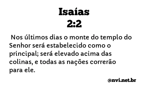 ISAÍAS 2:2 NVI NOVA VERSÃO INTERNACIONAL