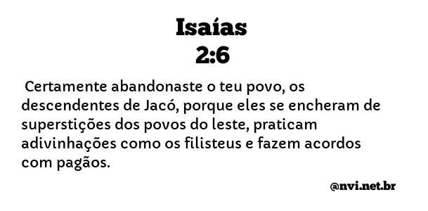 ISAÍAS 2:6 NVI NOVA VERSÃO INTERNACIONAL