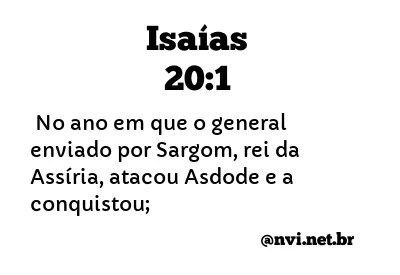 ISAÍAS 20:1 NVI NOVA VERSÃO INTERNACIONAL