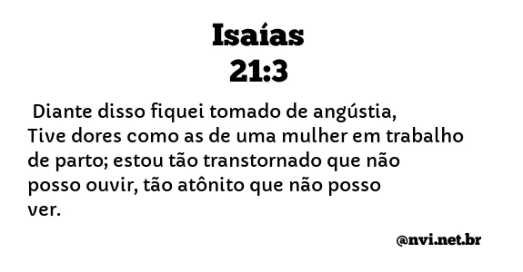 ISAÍAS 21:3 NVI NOVA VERSÃO INTERNACIONAL