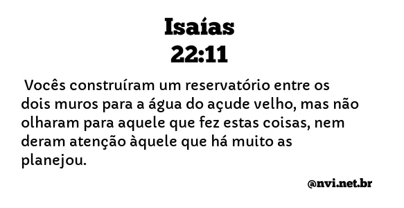ISAÍAS 22:11 NVI NOVA VERSÃO INTERNACIONAL