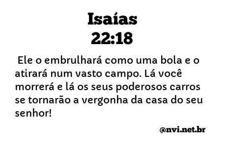 ISAÍAS 22:18 NVI NOVA VERSÃO INTERNACIONAL