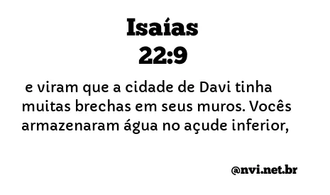 ISAÍAS 22:9 NVI NOVA VERSÃO INTERNACIONAL