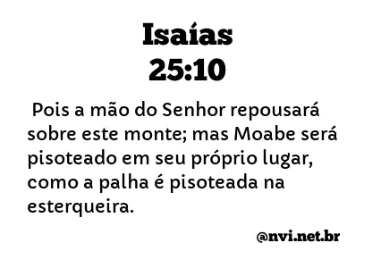 ISAÍAS 25:10 NVI NOVA VERSÃO INTERNACIONAL