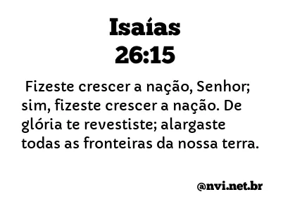 ISAÍAS 26:15 NVI NOVA VERSÃO INTERNACIONAL