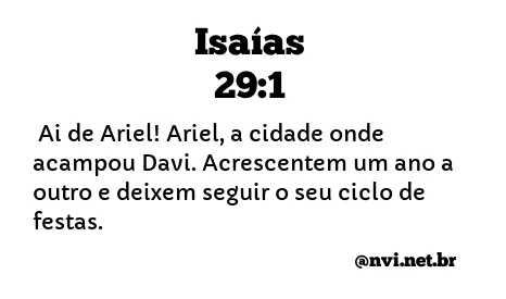 ISAÍAS 29:1 NVI NOVA VERSÃO INTERNACIONAL