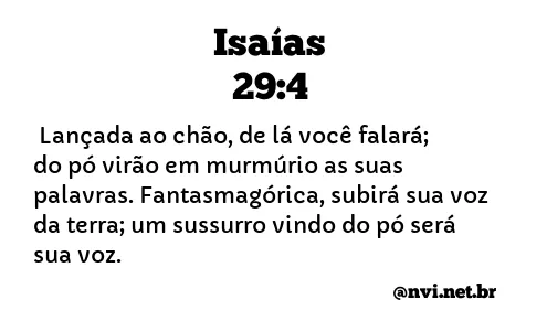 ISAÍAS 29:4 NVI NOVA VERSÃO INTERNACIONAL